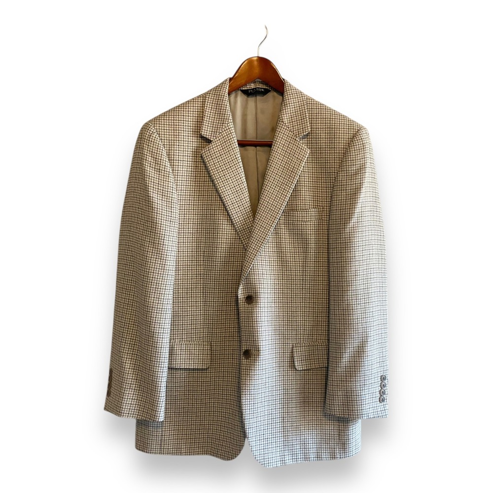Jos. A. Bank‎ Men's Houndstooth Sport Coat Blazer Grey Blue Tan Two Button 42R